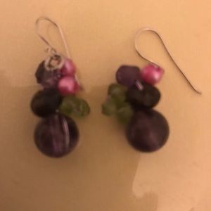 NOVICA Artisan Handcrafted w/Silken Strands Garnet Amethyst Silver 925 Earrings
